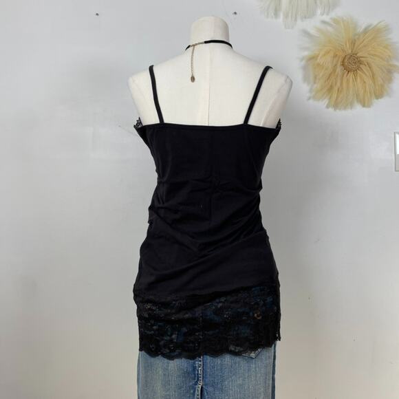 Modbe Womens Y2K Lace Trim Cami Size M Stretch Whimsigoth Goth Grunge Witchy - Picture 4 of 7